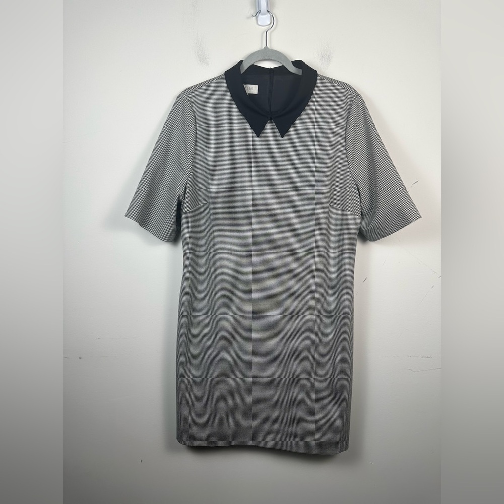 Hobbs London - Classic Grey Mini Dress with Black Peter Pan Collar